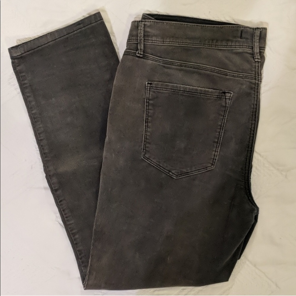 Free People Grey Corduroy Straight-Cut Pants, 31